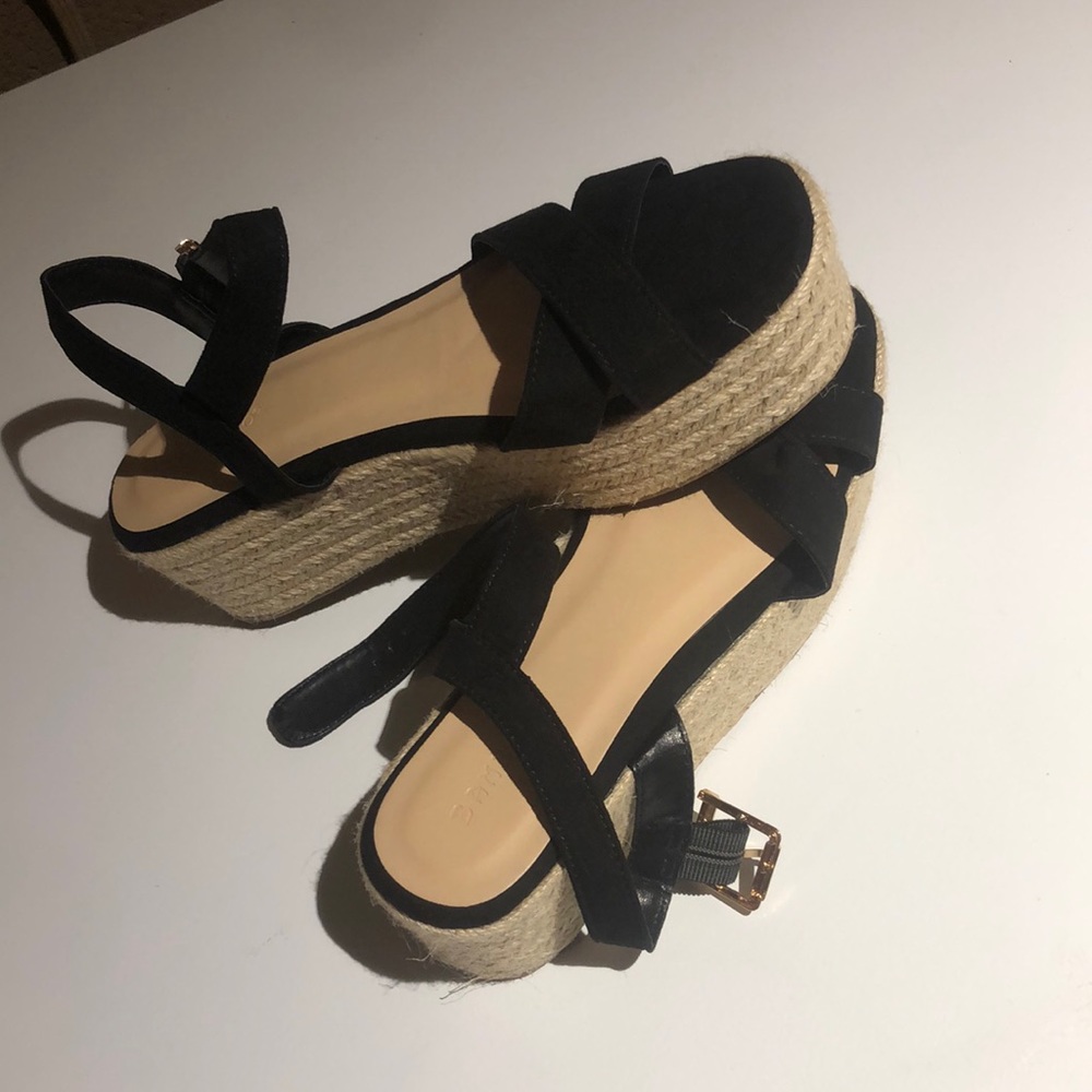 Bamboo Black Platform Sandals